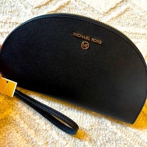 Michael Kors black half moon wristlet purse